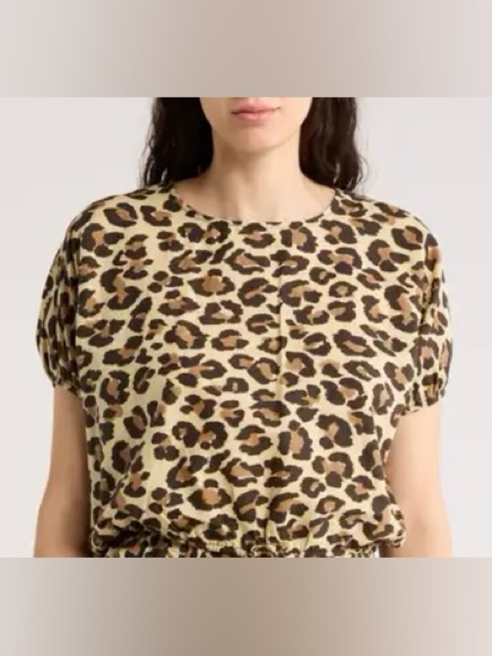 T Tahari Puff Sleeve Tie Hem Crop Top